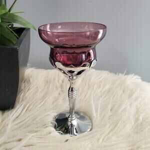 Vintage Farberware Morgantown Purple Art Deco Chrome Wire Glass